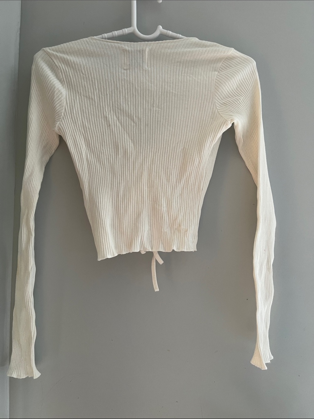 Princess Polly Ivory Ribbed Ruched Drawstring Long Sleeve Top - Picture 4 of 4